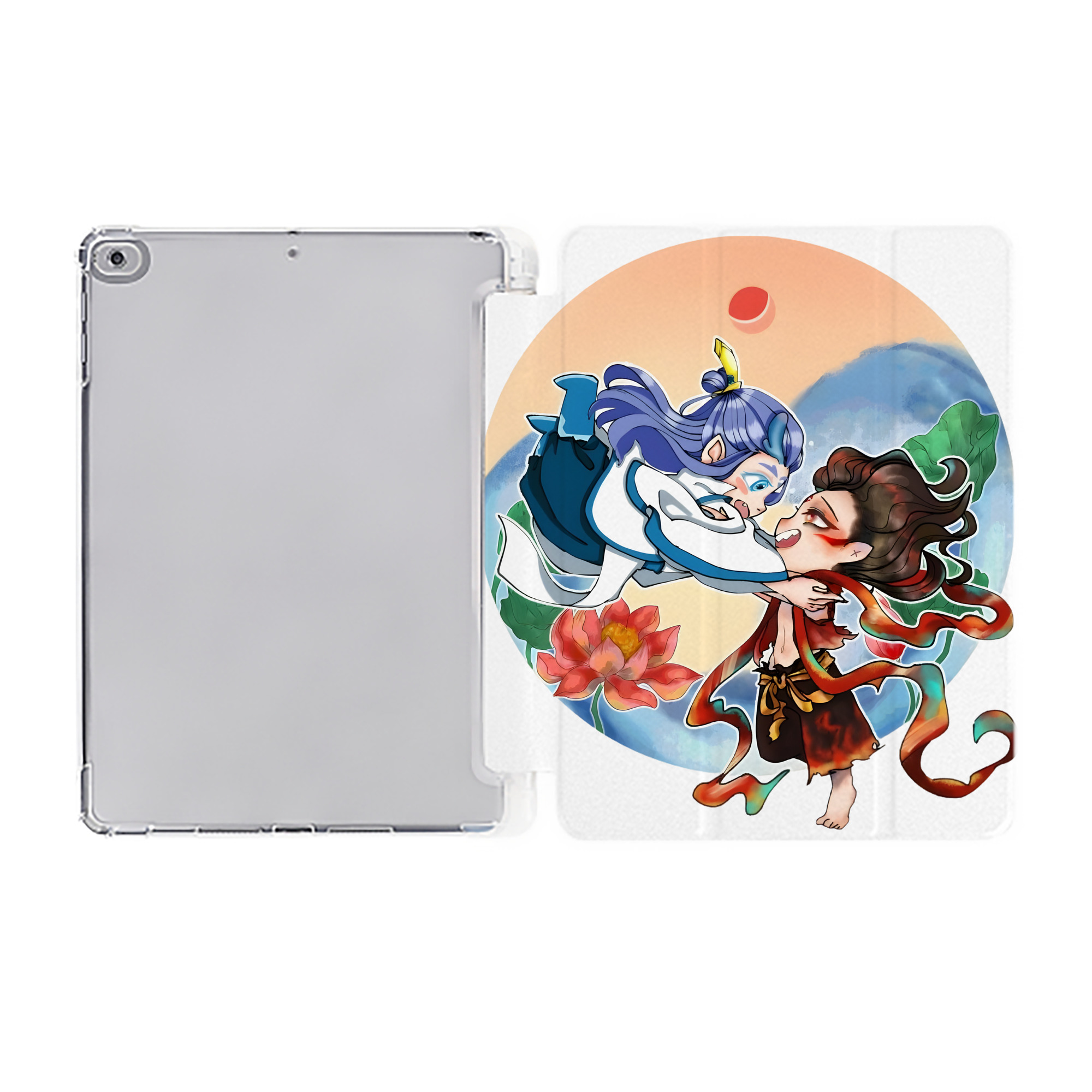 （画像用） Ne Zha 2 ナタ 魔童の大暴れ IPad ケース ペン収納付き 三つ折りスタンド PUレザー×シリコン 対応機種9.5/10.5/10.9インチ